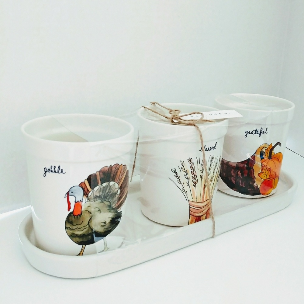 Rae Dunn Thanksgiving Utensil Holder Crocks